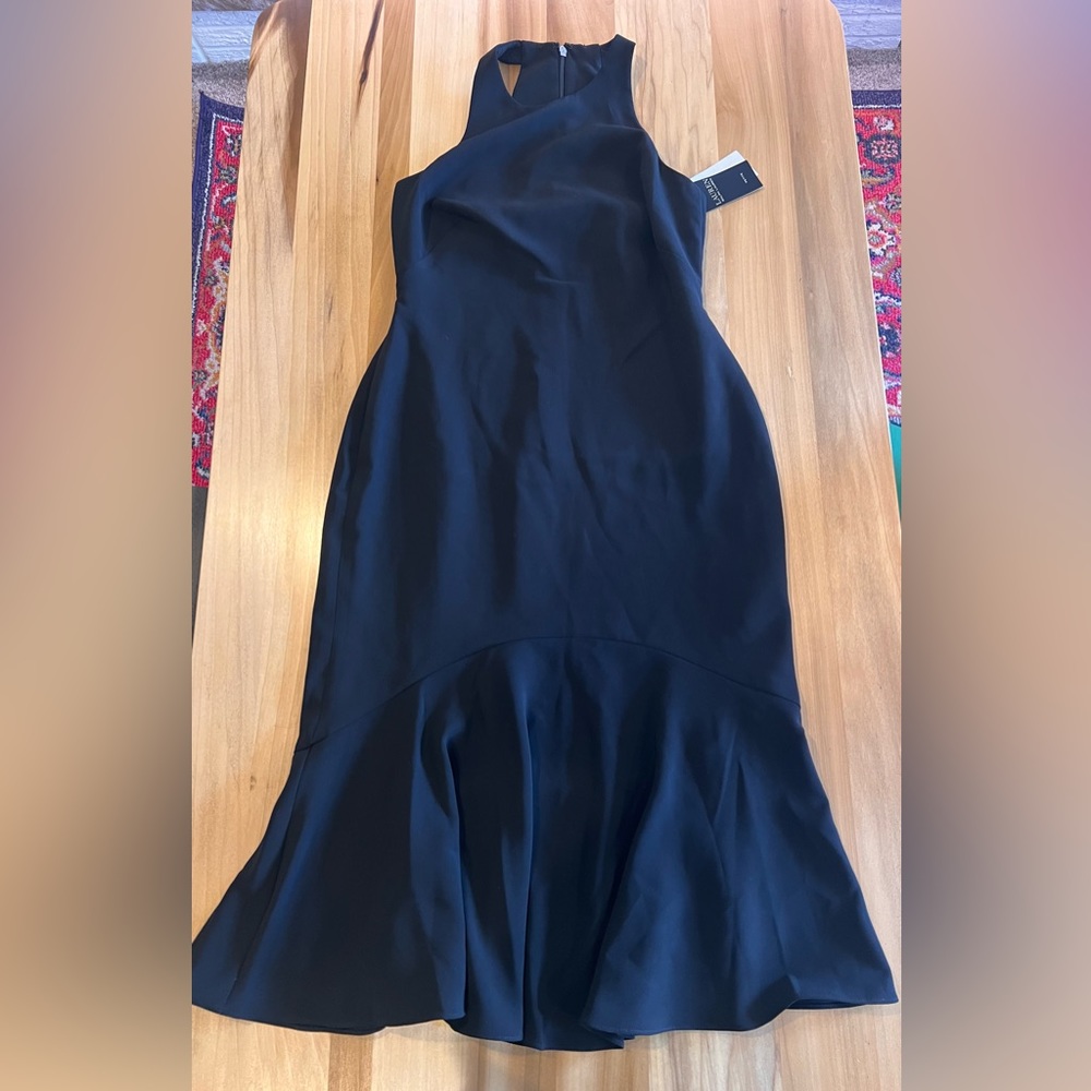 NWT Lauren Ralph Lauren Petite Double-faced Crepe Flounced Hem Dress